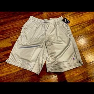 Mens Champion Mesh Silver Gray Shorts NWT